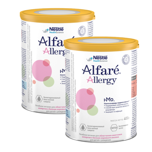 Набор из 2-х банок смеси Alfare Allergy с олигосахаридами грудного молока д/детей с рождения 400,0