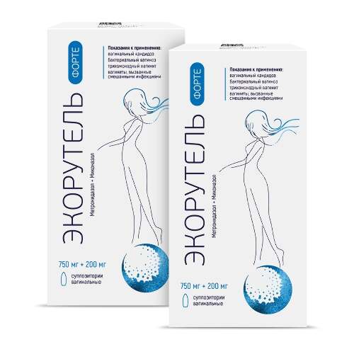 Набор из 2-х упаковок ЭКОРУТЕЛЬ ФОРТЕ 750мг+200мг суппозитории вагинальные 7шт.