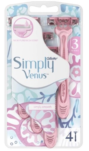 Venus 3 simply одноразовая бритва 4 шт.