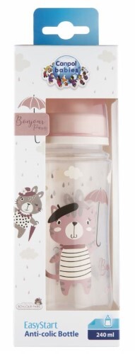 CANPOL BABIES БУТЫЛОЧКА EASYSTART АНТИКОЛИКОВАЯ BONJOUR PARIS 240МЛ 3+/РОЗОВЫЙ