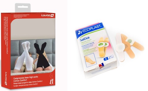Набор LAUMA ГОЛЬФЫ МЕД КОМПРЕССИОННЫЕ COTTON COMFORT ЦЕЛЬНЫЕ/1 КЛАСС/РАЗМЕР 36-38/ ЧЕРНЫЙ + ECOPLAST ПЛАСТЫРЬ ПРОТИВОМОЗОЛЬНЫЙ S