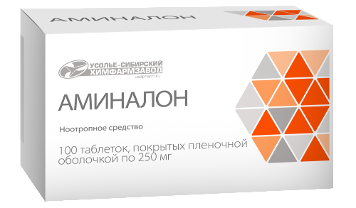 Аминалон 250 мг 100 шт. таблетки, покрытые пленочной оболочкой