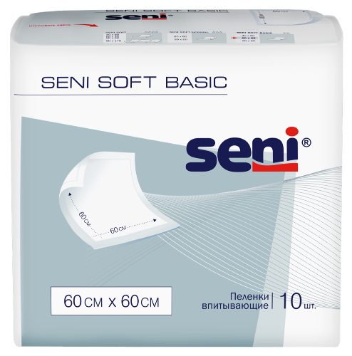 Купить Seni soft basic пеленки впитывающие 60x60 10 шт. по цене 366 руб в Москве Seni soft basic пеленки впитывающие 60x60 10 шт.