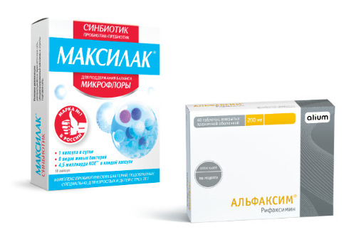 Набор для нормализации кишечной микрофлоры Альфаксим таб. 200 мг. №40 + Максилак синбиотик капс. №10  