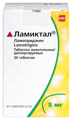 Ламиктал 5 мг 30 шт. таблетки жевательные диспергируемые флакон