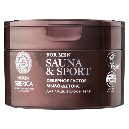 Купить Natura siberica sauna&sport for men мыло-детокс для волос лица и тела густое северное 250 мл цена