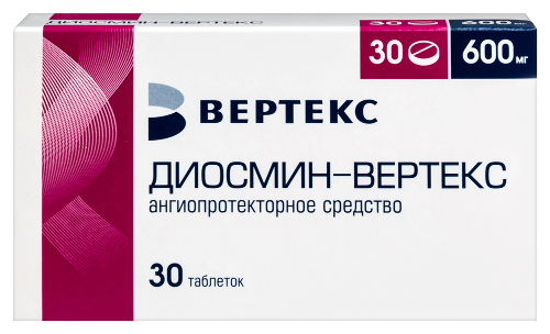 Диосмин-вертекс 600 мг 30 шт. таблетки, покрытые пленочной оболочкой блистер