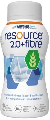 Купить Ресурс 2.0+файбер смесь с пищевыми волокнами с нейтральным вкусом для энтерального питания 200 мл 1 шт. цена