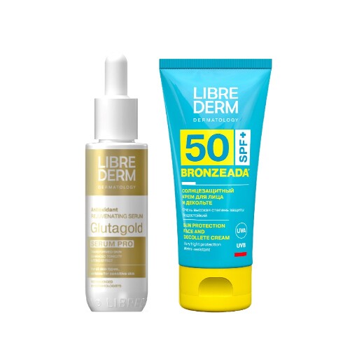 Набор ЛИБРИДЕРМ: солнцезащитный крем для лица и декольте SPF50 + сыворотка антиоксидантная для обновления кожи