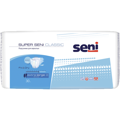Купить Seni super подгузники для взрослых размер extra large обхват талии 130-170 30 шт. цена