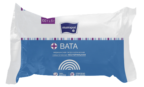 Matopat вата хирургическая нестерильная рулон 100 гр