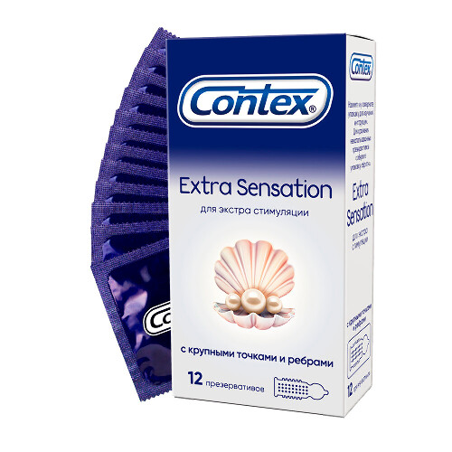 ПРЕЗЕРВАТИВ EXTRA SENSATION С КРУПНЫМИ ТОЧКАМИ И РЕБРАМИ