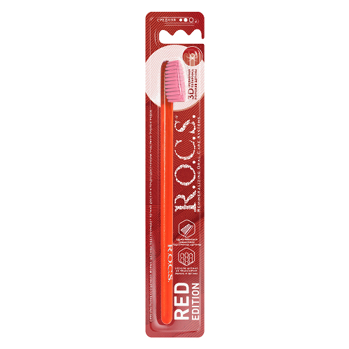 Rocs зубная щетка red edition средняя