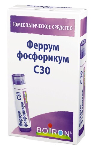 Купить Феррум фосфорикум c30 гомеопатический монокомпонентный препарат минерально-химического происхождения 4 гр гранулы гомеопатические цена