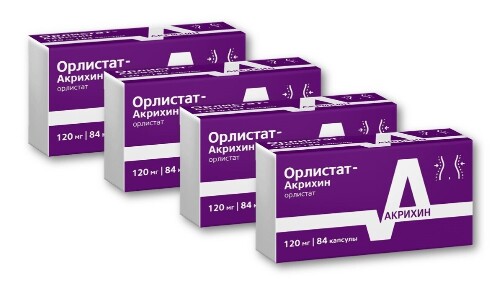 НАБОР ОРЛИСТАТ-АКРИХИН 0,12 N84 КАПС закажи 4 упаковки со скидкой