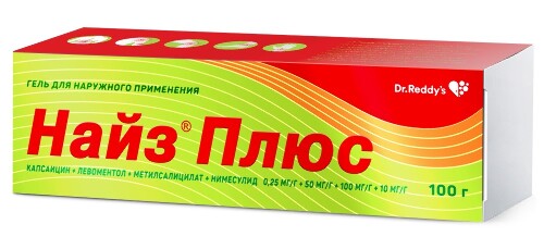 Найз плюс 0,25 мг/г + 50 мг/г + 100 мг/г + 10 мг/г 100 гр гель для наружного применения