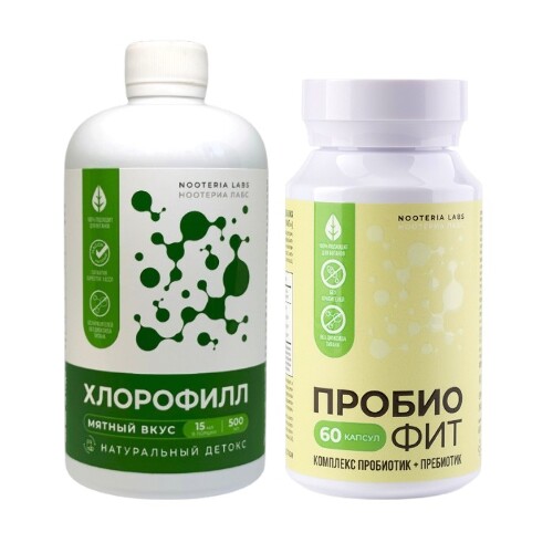 Набор NOOTERIA LABS ПРОБИО ФИТ N60 + ХЛОРОФИЛЛ 500МЛ флакон, со скидкой