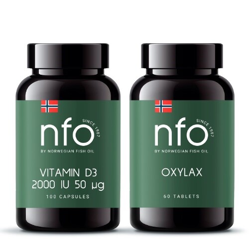 Набор NFO Витамин D 2000 МЕ 100 капс.+ОКСИЛАКС АРТИШОК 60 табл.