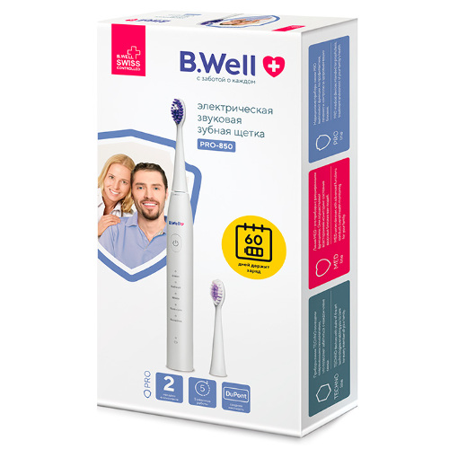 B well зубная щетка звуковая электрическая pro-850/белая