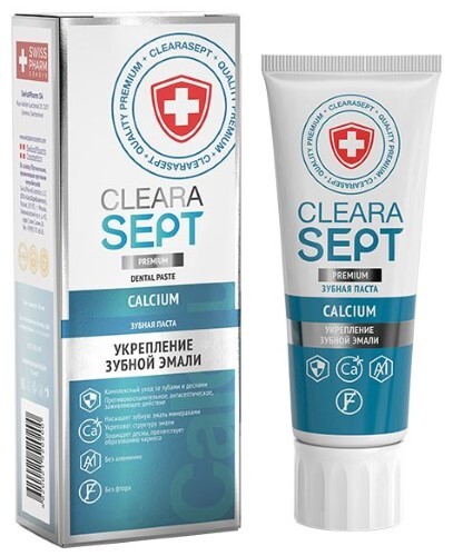 Купить CLEARASEPT ЗУБНАЯ ПАСТА CALCIUM УКРЕПЛЕНИЕ ЗУБНОЙ ЭМАЛИ 75МЛ цена