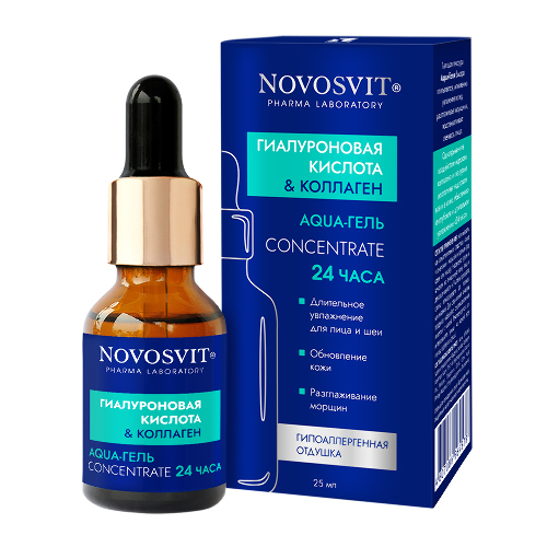 Novosvit concentrate гиалуроновая кислота & коллаген aqua-гель 24 часа 25 мл