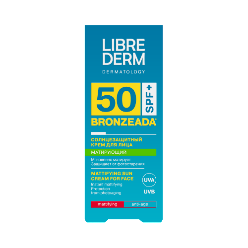 Librederm bronzeada крем для лица матирующий солнцезащитный spf50 50 мл