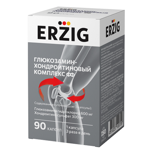 Erzig глюкозамин-хондроитиновый комплекс фф 90 шт. капсулы массой 400 мг