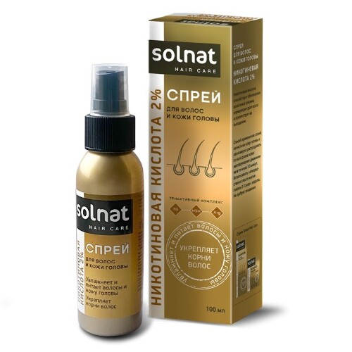 Купить Solnat спрей для волос никотиновая кислота 2% 100 мл цена