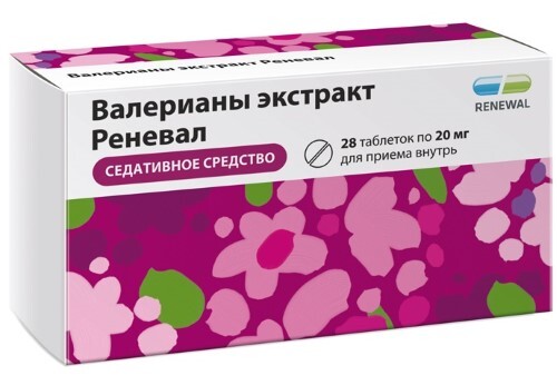 Валерианы экстракт реневал 20 мг 28 шт. таблетки, покрытые пленочной оболочкой