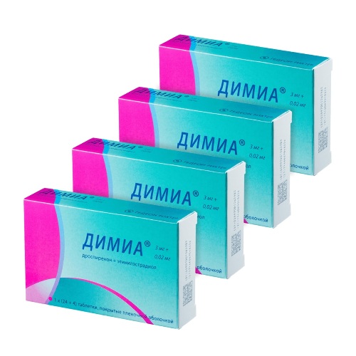 Купить Димиа 3 мг + 0,02 мг 28 шт. таблетки, покрытые пленочной оболочкой цена