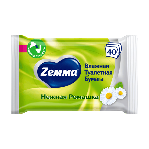 Zemma влажная туалетная бумага нежная ромашка 40 шт.