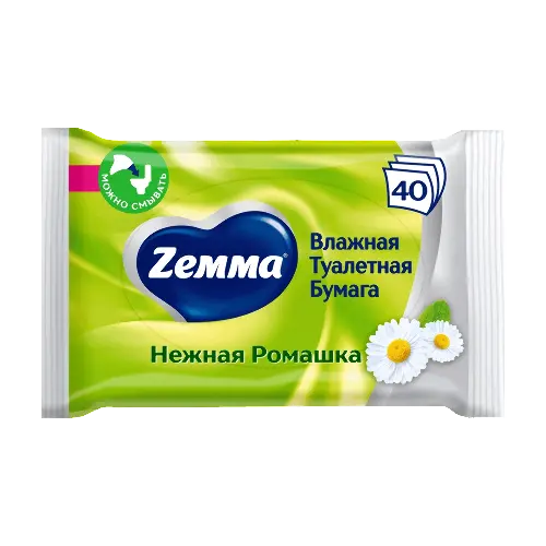 Zemma влажная туалетная бумага нежная ромашка 40 шт.