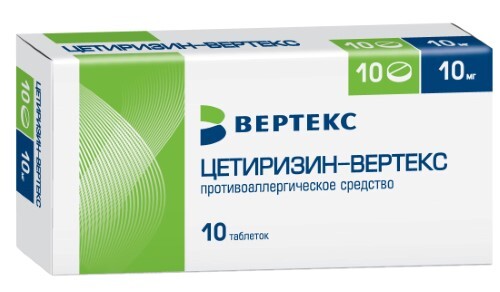 Купить Цетиризин-вертекс 10 мг 10 шт. таблетки, покрытые пленочной оболочкой цена