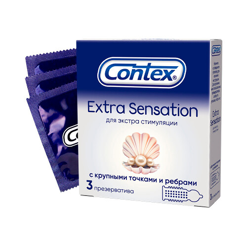 ПРЕЗЕРВАТИВ EXTRA SENSATION С КРУПНЫМИ ТОЧКАМИ И РЕБРАМИ