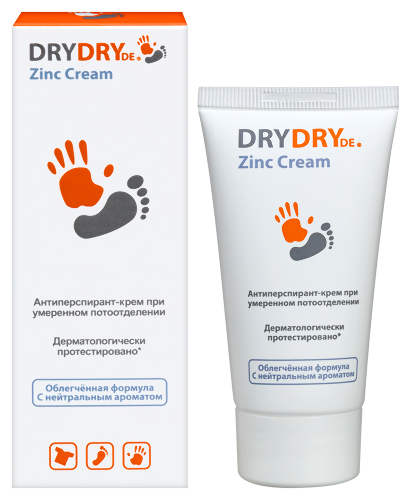 Dry dry de zinc cream антиперспирант-крем при умеренном потоотделении 50 мл