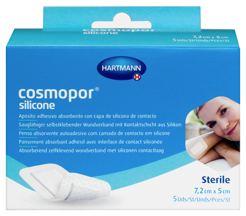 ПОВЯЗКА ПЛАСТЫРНОГО ТИПА ВПИТЫВАЮЩАЯ С КОНТАКТНЫМ СЛОЕМ ИЗ СИЛИКОНА COSMOPOR SILICONE