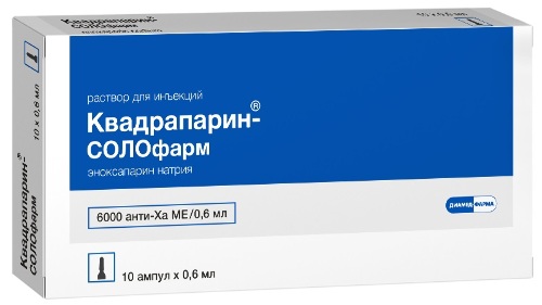 Квадрапарин-солофарм 10000 анти-ха МЕ/мл раствор для инъекций 0,6 мл ампулы 10 шт.