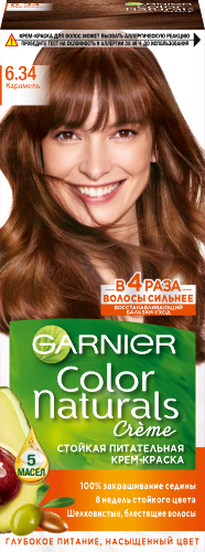 Купить Garnier color naturals крем-краска стойкая питательная в наборе тон 6,34/карамель цена