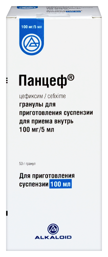Панцеф 100 мг/5 мл 1 шт. флакон гранулы для приготовления суспензии 53 г