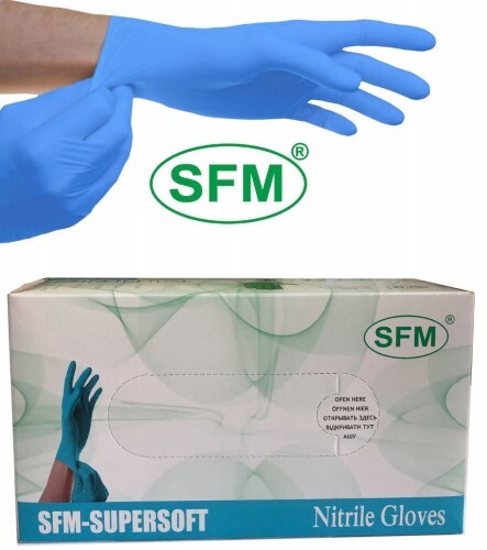 Купить Перчатки смотровые sfm нитриловые нестерильные xl 100 пар/голубой неопудренные текстурированные внутреннее полимерное покрытие цена