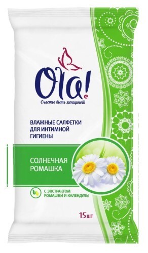 Купить Ola салфетки влажные очищающие для интимной гигиены 15 шт. ромашка цена