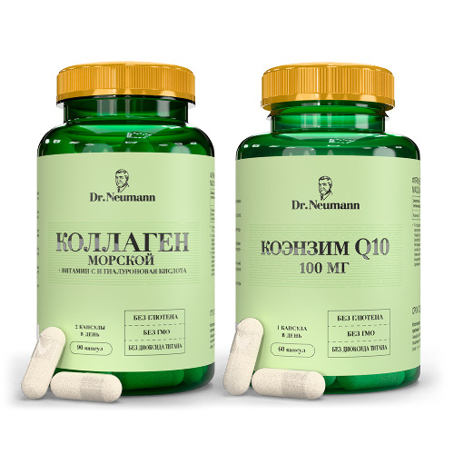 Набор Dr neumann коллаген морской №90 капс + Dr neumann коэнзим q10 №60 капс со скидкой 20%