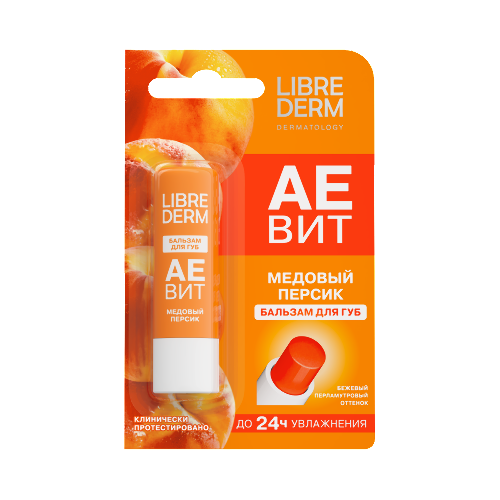 Librederm аевит бальзам для губ медовый персик 4 гр