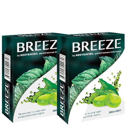 Набор Breez by Neotravisil растительные пастилки со вкусом эвкалипта 12 шт. 2 уп со скидкой