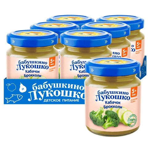 Бабушкино лукошко пюре из кабачков и капусты брокколи для детского питания 100 гр