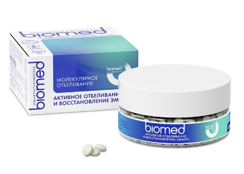 Biomed healthywhite зубная паста в таблетках активное отбеливание и восстановление эмали мята 62 шт.