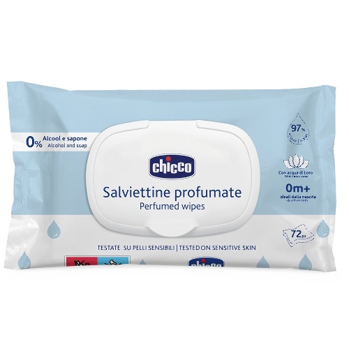 Chicco салфетки влажные очищающие 72 шт./с клапаном