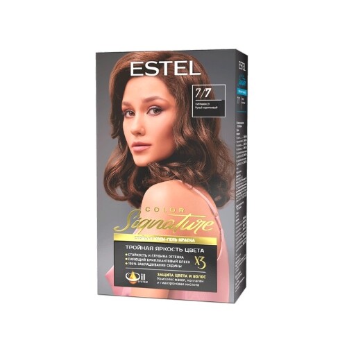 Купить Estel color signature крем-гель краска стойкая для волос в наборе тон 7/7 тирамису цена