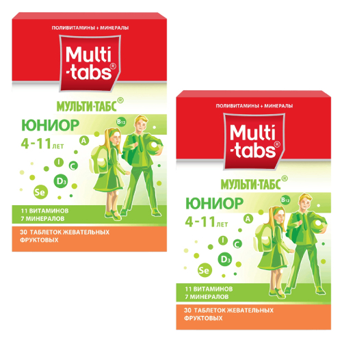 Набор Мульти-табс юниор №30 табл жевательные фруктовые со скидкой 50% на вторую упаковку