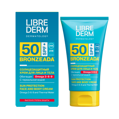 Librederm bronzeada солнцезащитный крем spf50 с омега 3-6-9 и термальной водой 150 мл